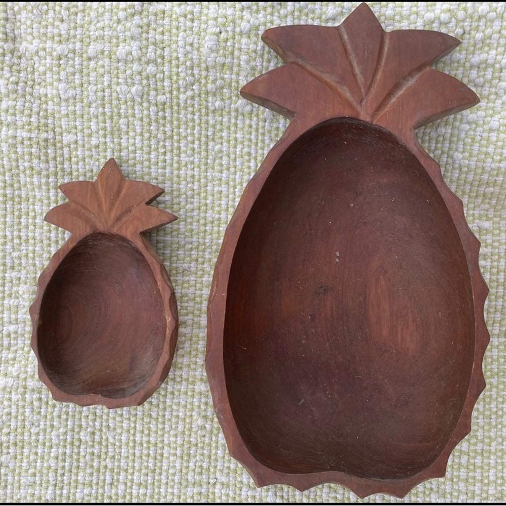 Pineapple Teak Wood Bowl Set
